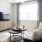 living room with a large window