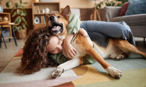 a woman and her dog