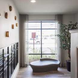 seating area with large windows